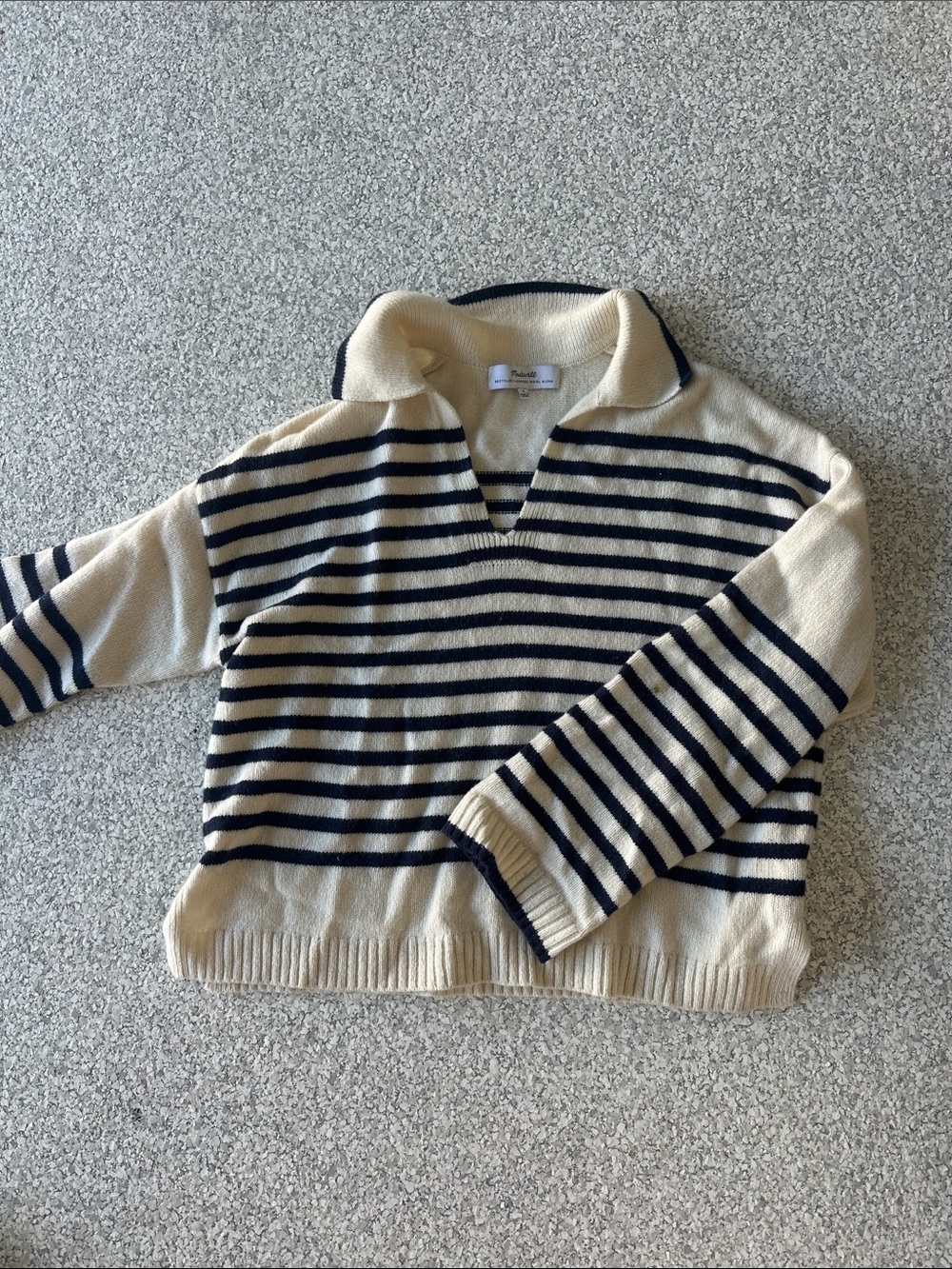 Striped Cream and Navy madewell  Pullover Sweater